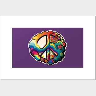 Groovy Psychedelic Peace Sign in Purple Posters and Art